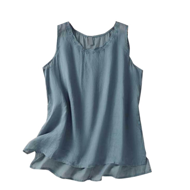 Yuyuzo Débardeurs Surdimensionnés pour Femmes Sans Manches à Col Ras du Cou T-Shirts Décontractés Coupe Ample T-Shirts d'Été