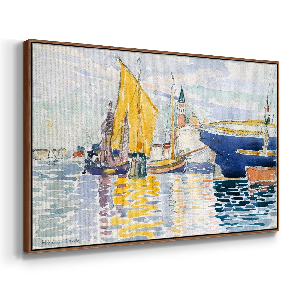 Vintage Landscape-CXL By Wexford Home Framed in Walnut Wood Gallery Wrapped Canvas 27 in. x 41 in.