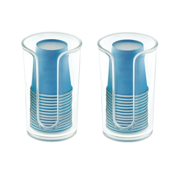 mDesign Small Plastic Disposable Paper Rinsing Cup Dispenser - 2 Pack - Clear