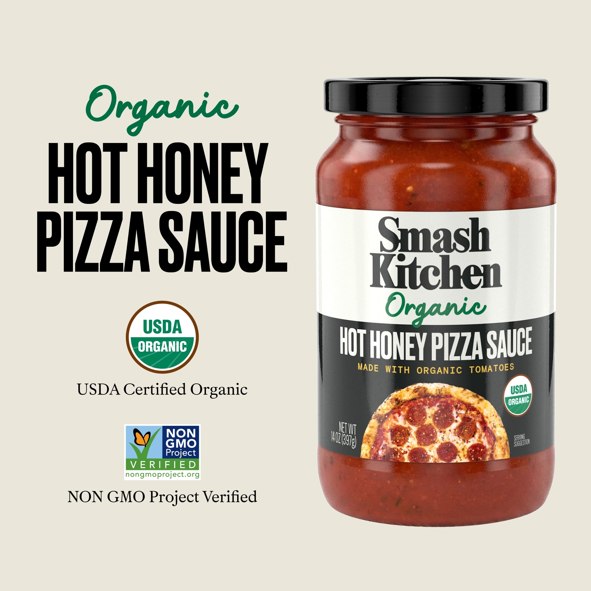 Smash Kitchen USDA Organic Hot Honey Pizza Sauce, 14 oz