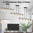 thumbnail image 3 of 5-Light Black and Gold Farmhouse Kitchen Island Pendant Lighting with Clear Glass Shade,Modern Chandelier Hanging Light Fixture for Dining Room Bedside, 3 of 8