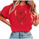 thumbnail image 3 of TaTaai Casual Women's Valentine Heart Print Short-Sleeve T-Shirt, Valentine's Day Daily Party Top, Round Neck Summer Tee Gift, 3 of 5