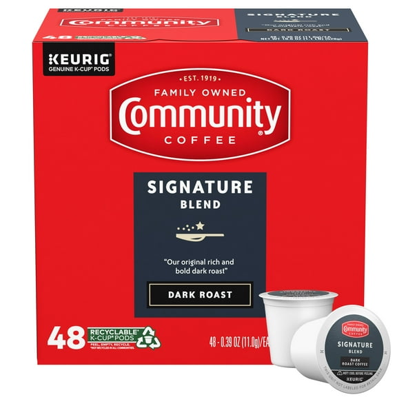 Community Coffee Signature Blend Dark Roast Single Serve Keurig K-Cup Pods 48 ct Box
