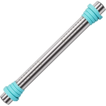 U-Taste Adjustable 18/8 Stainless Steel 16 inch Rolling Pin with Silicone Removable Rings (Teal/Aqua Sky)