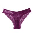 thumbnail image 4 of LNWUY Low Waisted Thongs for Women Fashion Lace Seamless Thin Breathable Underwear T-Back See Through Panties Purple XL, 4 of 7