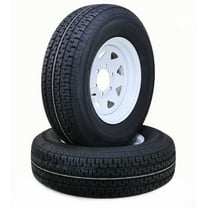 Free Country Trailer Tire Wheel Assembly ST225/75R15 10-Ply E 117M 6 Lug on 5.5" PCD White Spoke Rim ,SET 2