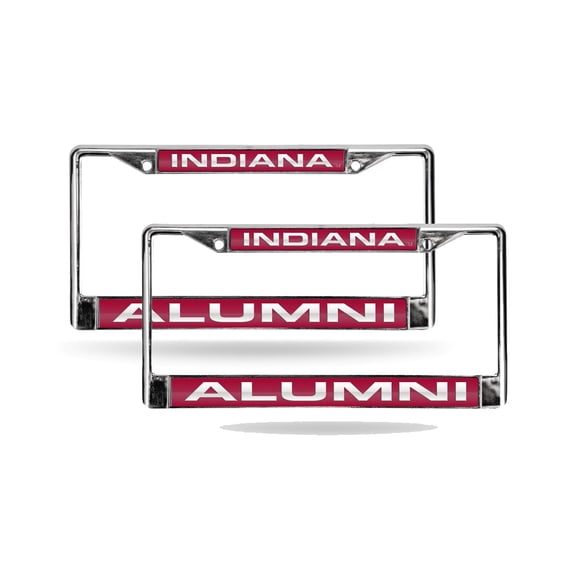 Indiana IU Hoosiers NCAA Alumni Chrome Metal (Set of 2) Laser Cut License Plate Frames