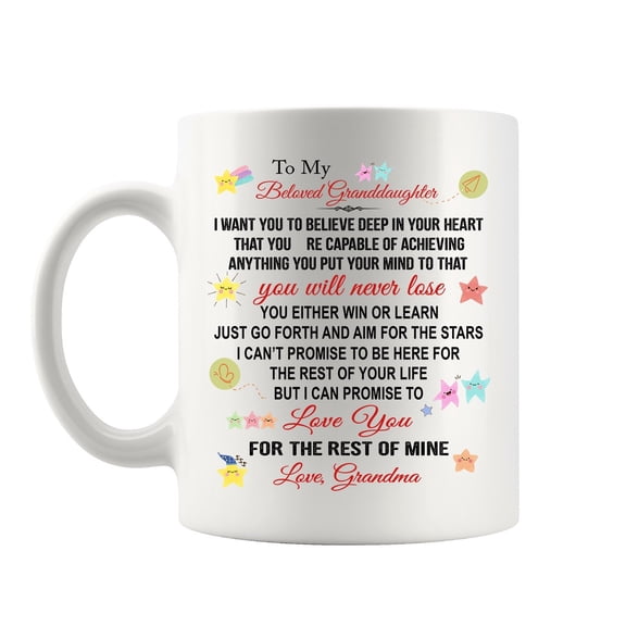 Grandma and Granddaughter Birthday Gift - Unique Novelty Inspiration Coffee Mugs