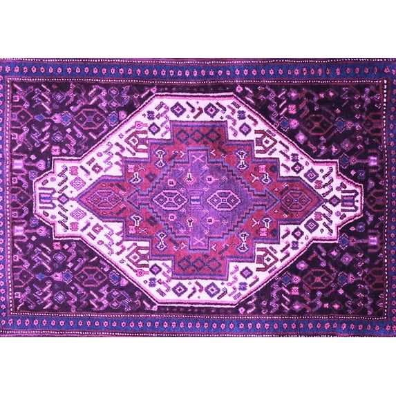 Ahgly Company Indoor Rectangle Medallion Purple Traditional Area Rugs, 7' x 10'