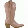 thumbnail image 2 of ARiderGirl Hanan Women Western Cowboy Boots Stacked Leather Heel and Stitched Leather Welt Mid Calf Boots, 2 of 5