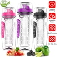 thumbnail image 4 of 32oz Fruit Infuser Water Bottle TeqHome Leakproof Sport Water Bottles with Flip Top Lid with Drinking Spout Men Women's Ideal Fitness Gift for Gym Camping Pink, 4 of 12
