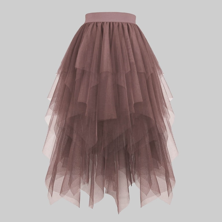 classy tutu dresses for ladies Gamivast Tulle Dress Women High Waist Layered Mesh Midi Skirt Elegant Party Apparel Fairy Cake Clothing Cocktail Style Skirt Wedding Guest CH-color-Black