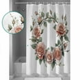 thumbnail image 3 of 54x78 Inch Shower Curtain Decorative Retro Flower Bathtub Bath Curtains Fabric Waterproof Bathroom Decor Pastoral Pastel Pink Rose Floral Leaf Small Stall Shower Curtain Set with 12 Hooks, 3 of 6