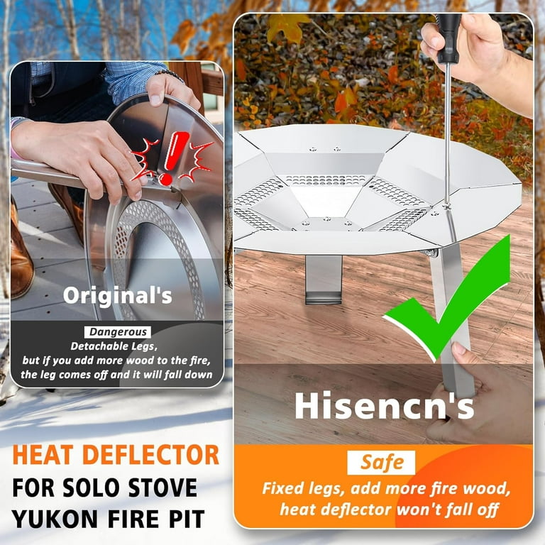 Solo Stove Yukon Heat Deflector, with 3 Detachable Legs,  Accessory for Yukon Fire Pit, Captures and redirects Warmth, 304 Stainless  Steel, (HxDia) 11 x 30 in, 10 lbs : Patio, Lawn & Garden