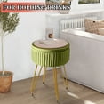 thumbnail image 6 of Hofitlead Velvet Storage Ottoman Vanity Stools - Multifunctional Upholstered Pleated Round Footrest with Golden Metal Legs,Matcha Green, 6 of 8