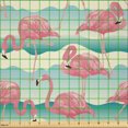 thumbnail image 2 of Ambesonne Flamingo Fabric by the Yard Microfiber, Tropic Birds and Waves, 1 Yard, Blush Pale Teal Cream, 2 of 2