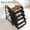 thumbnail image 4 of 5-Drawer Chest, File Cabinet, Office Cabinet with Drawers, Rolling Printer Stand, Filing Cabinet for Living Room, Home Office, Nonwovens Drawer, Easy Assembly, Black, 4 of 18