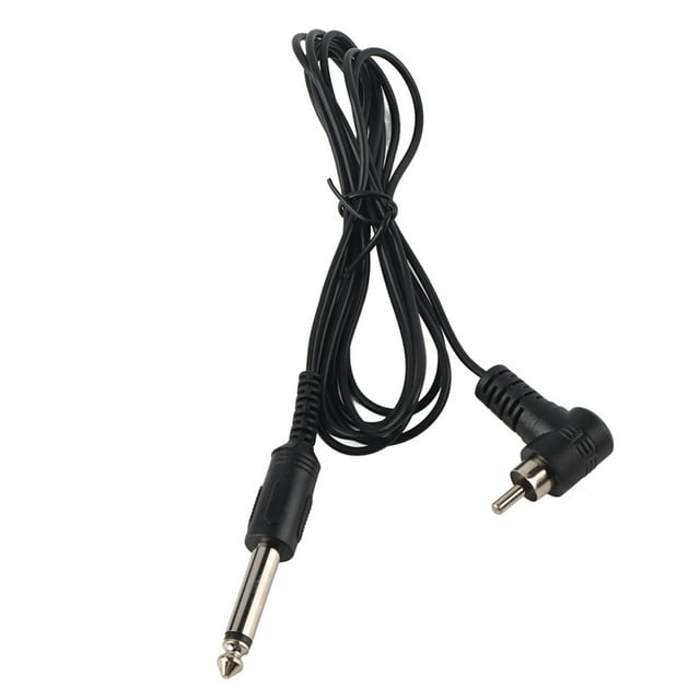 Máquina de tatuaje Línea de gancho ultrafina Interfaz RCA Cable de clip de codo de ángulo recto duradero Negro