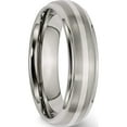 thumbnail image 4 of Titanium/Silver Two-Tone Titanium Brushed Center With Sterling Silver Inlay 6mm Ridged Edge Band (Size 10.5) Made In China tb82-10.5, 4 of 5