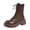 Brown, variant on Women's Platform Combat Boots Casual Winter Mid Calf Lace Up Round Toe Thick Heel Ankle Booties White