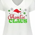 thumbnail image 4 of Inktastic Auntie Claus with Christmas Santa Hat and Snowflakes Women's Plus Size V-Neck T-Shirt, 4 of 5