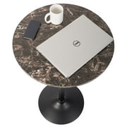 Pearington Pub Table Round Faux Marble Top with Black Leg and Base