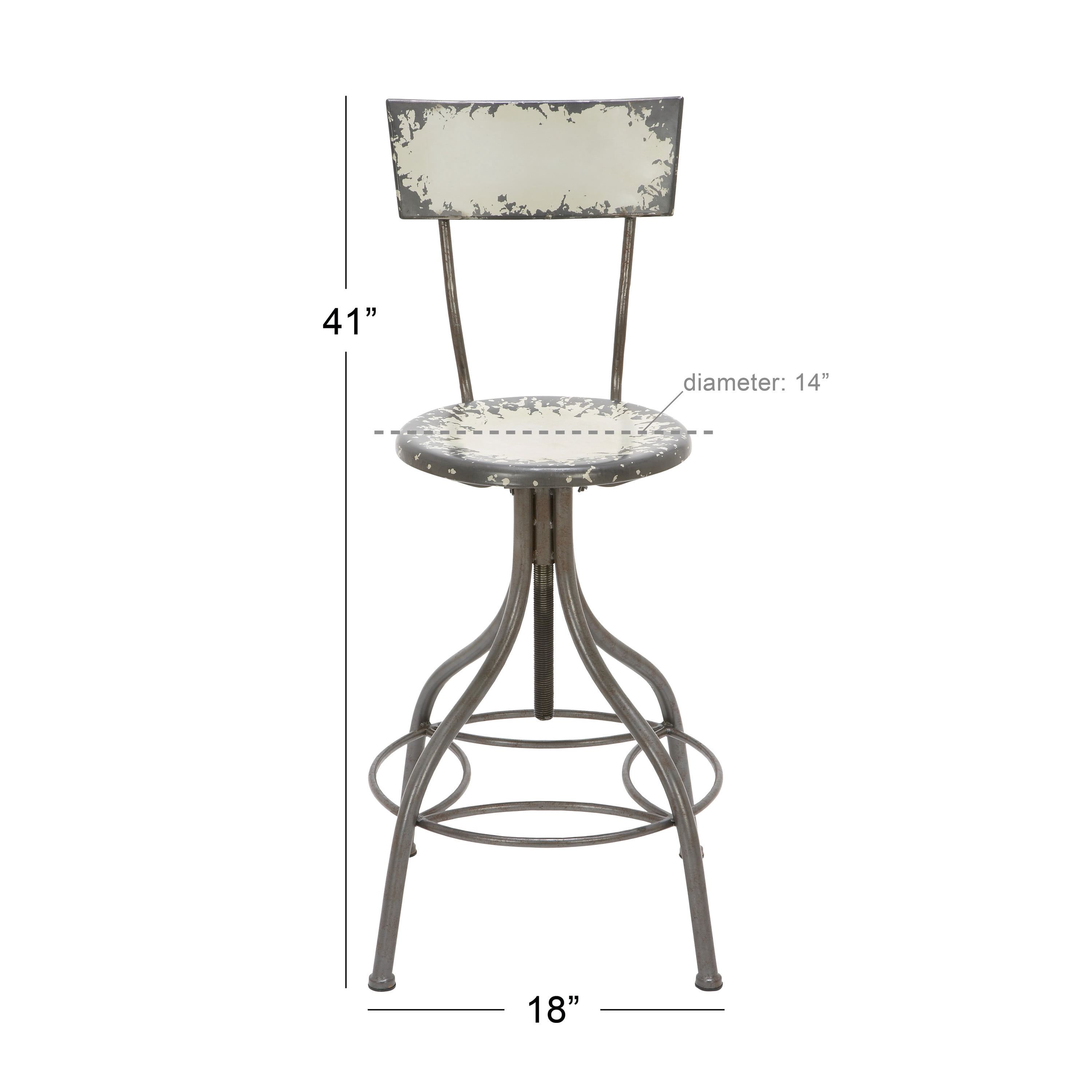 DecMode Metal Bar Stool with Backrest, Beige