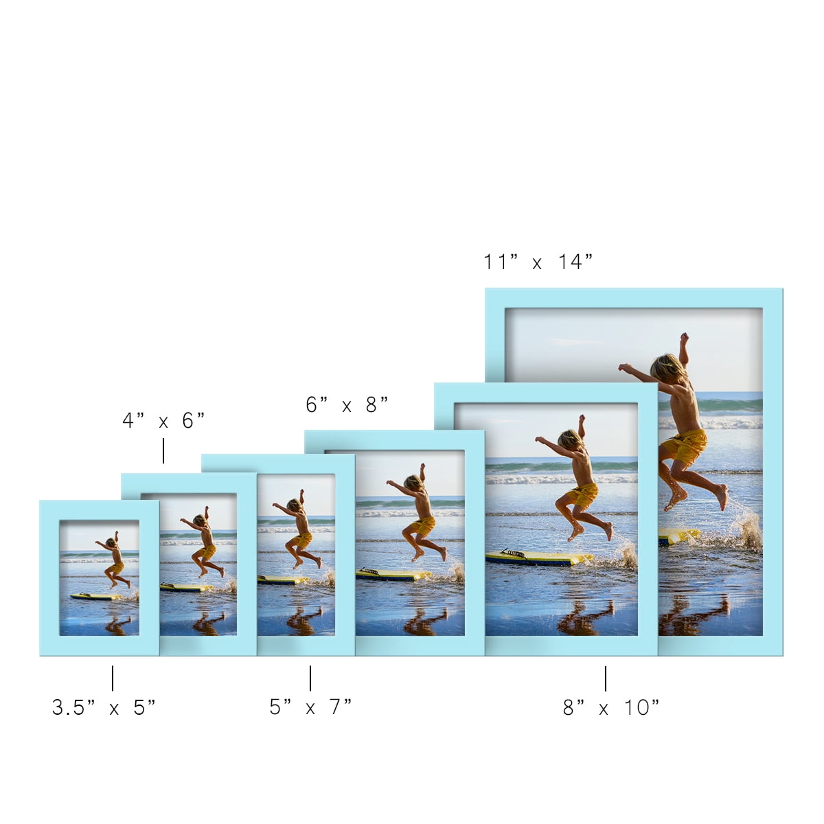 Modern Real Wood 6x8 inch Picture Frame in Blue
