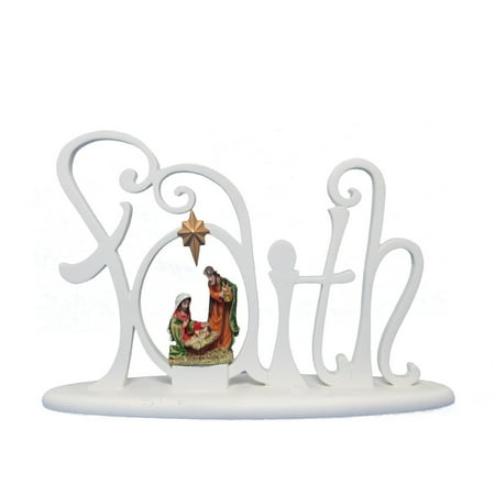 Faux Tabletops - Light Up Nativity Collection on Faith Faux Wood Carving Tabletop Décor, Measures Approx: 10