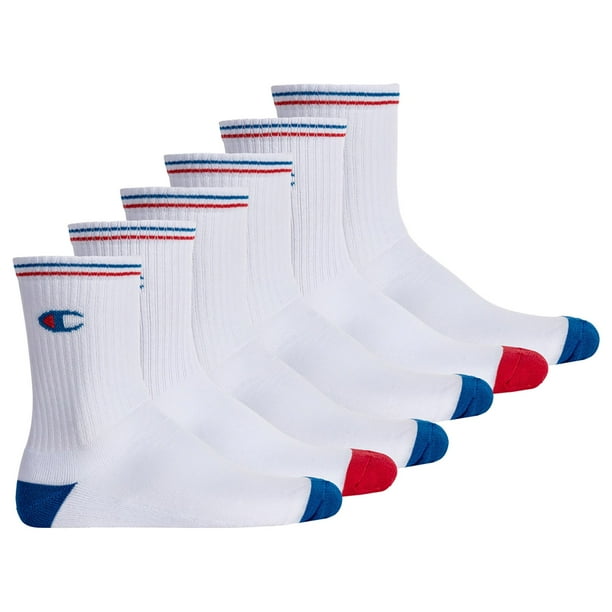 Calcetines unisex Champion, 3 pares - Calcetines de tripulación, logotipo, raya Blanco EU 39-42
