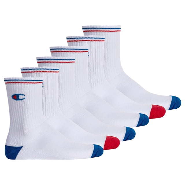Calcetines unisex Champion, 3 pares - Calcetines de tripulación, logotipo, raya Blanco EU 43-46
