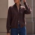 thumbnail image 6 of Lnmiateer Women Zip Up Chunky Knit Cropped Cardigan Long Sleeve Sweater Jacket Relaxed Fit Knit Outerwear Fall Winter Casual Daily Layering Coat, 6 of 6