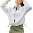 thumbnail image 6 of Bovxnpu Women's Long Sleeve Sun Protection Shirts, Lightweight Womens Activewear Breathable Sunscreen Hoodie Workout Tops, Ladies Solid Color Hooded Sun Protection Clothing L, 6 of 7