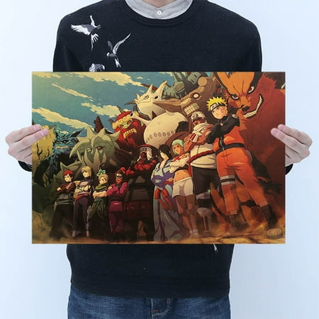 A Kind Painting - Fancyleo Vintage Cartoon Anime Naruto Poster Bar Kids Decor Comics Naruto Retro Kraft Paper Painting