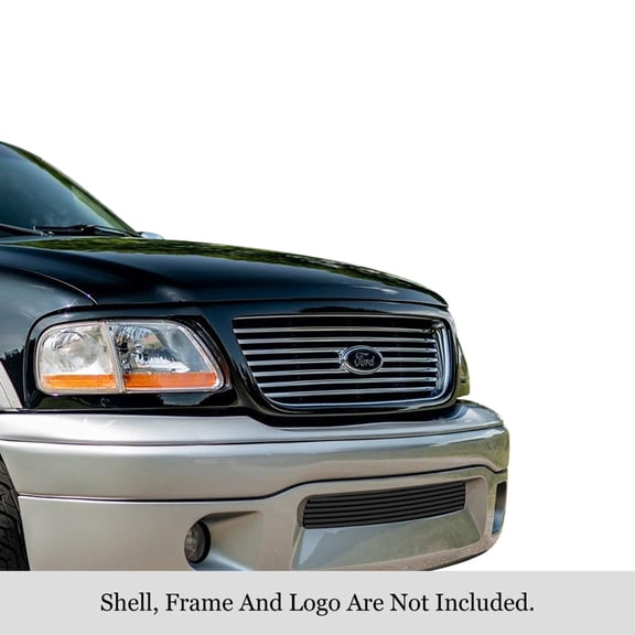 APS Black Stainless Steel Billet Grille, 8x6 Horizontal Ford F-150 Harley, Powder Coated