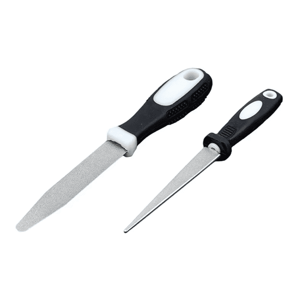 Afilador de Cuchillos de Metal con Doble de Lija, Herramientas de Jardinería, Afilador de Cuchillos de Mano