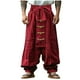 thumbnail image 5 of Ceisia Men's Gift Loose Wide-leg Chinese Frog Button Lantern Pants Mid-Rise Tie Waist Flax Cuffed Ankles Pants, 5 of 6