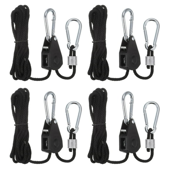 Uxcell 4 pieces 1/8" (4mm) Adjustable Ratchet Rope Hanger 7.9ft (2.4meter) Tie Down Strap