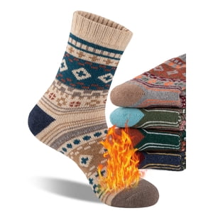 Cooplus Men's Wool Hiking Socks 5-Pack