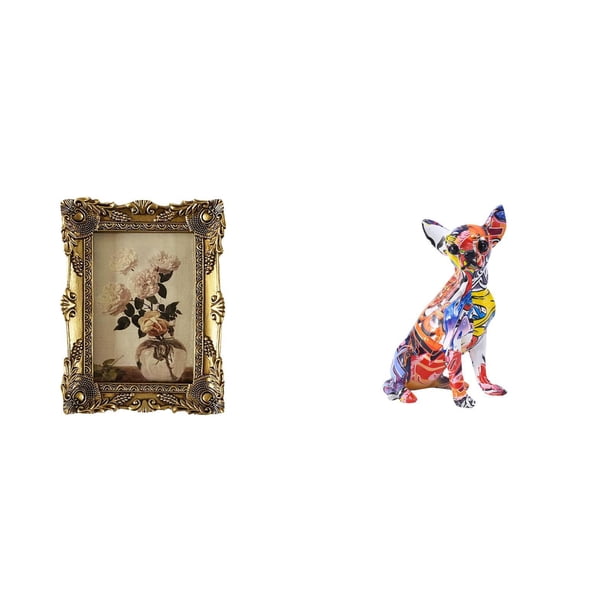 Marco de fotos,Marco de fotos ornamentado,marco barroco antiguo,Marco de fotos de mesa para pared,decoración del hogar,Figura decorativa,Estatua de perro coleccionable,decoración artesanal de