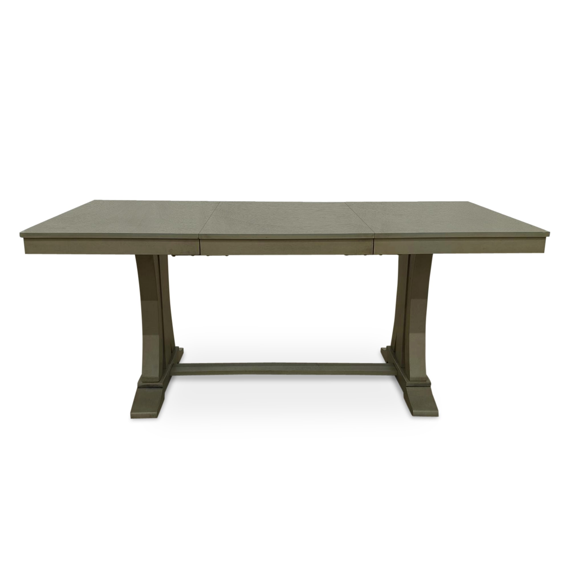Home Design Rahma Rectangular Dining Table with Trestle Base, Three-Divided Top, Two-Tone Finish, Classic Design, Durable Construction, Antique Gray