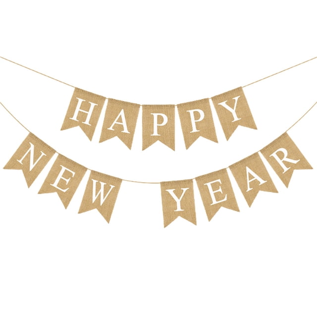 CIMAXIC Party 1Set New Year Hanging Flag Happy New Year Letters Banner Party Layout Prop,7.09"X5.12"X0.04"