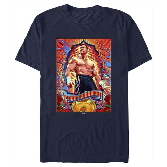Men's WWE Eddie Guerrero Poster Graphic Tee Navy Blue Large