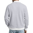 thumbnail image 5 of Men's Fake Two Piece Long Sleeve Sweatshirt, V Neck Waffle Texture, Solid Loose Fit, Daily Layering Outer Top For Male, 5 of 8