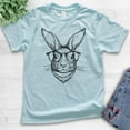 thumbnail image 2 of Kids Hipster Rabbit Shirt, Youth Kids Boy Girl T-Shirt, Easter Shirt, Rabbit Shirt, Easter Bunny Shirt, Light Blue, Medium, 2 of 4