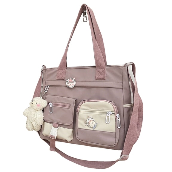 Multi-Pockets Crossbody Bag for Women, Adjustable Messenger Bag with Pendant for School Daily (A)