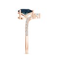 thumbnail image 4 of 1.78 CT London Blue Topaz Moissanite Tiara Dainty Engagement Ring in Sterling Silver/ Rose Gold Plated Pear Shaped Curved Wedding Band Ring December Birthstone Jewelry, Ring Size 10, 4 of 8