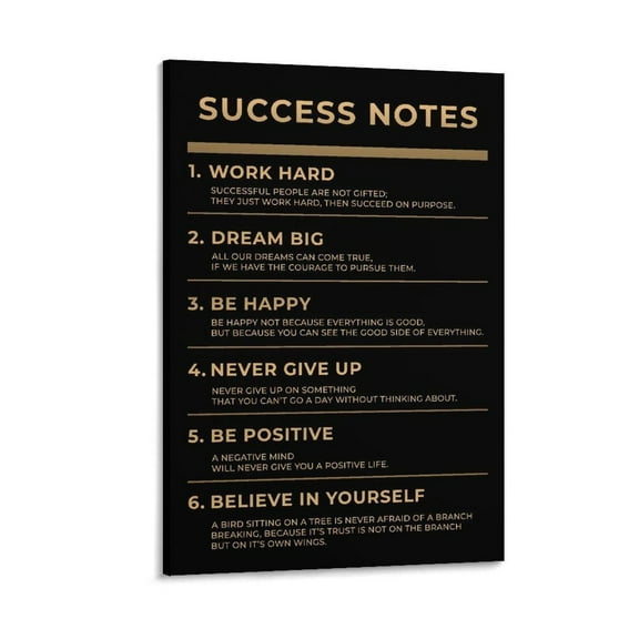 Success Notes Quote Poster Motivational Posters Office Decor Wall Art Paintings Canvas Wall Decor Home Decor Living Room Decor Aesthetic Prints
