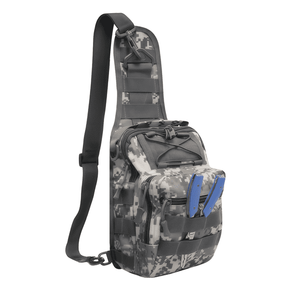 AGOPLEE Fishing Sling Backpack, Tactical Fishing Tackle Bag with Rod & Gear Holder Outdoor Fishing Shoulder Pack for Fishing