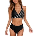 thumbnail image 2 of Women's Bikini Set Printed Two Piece Sexy Swimsuit with Removable Bra Pads No Underwire Tie Side for Beach Vacation,Black,L, 2 of 5
